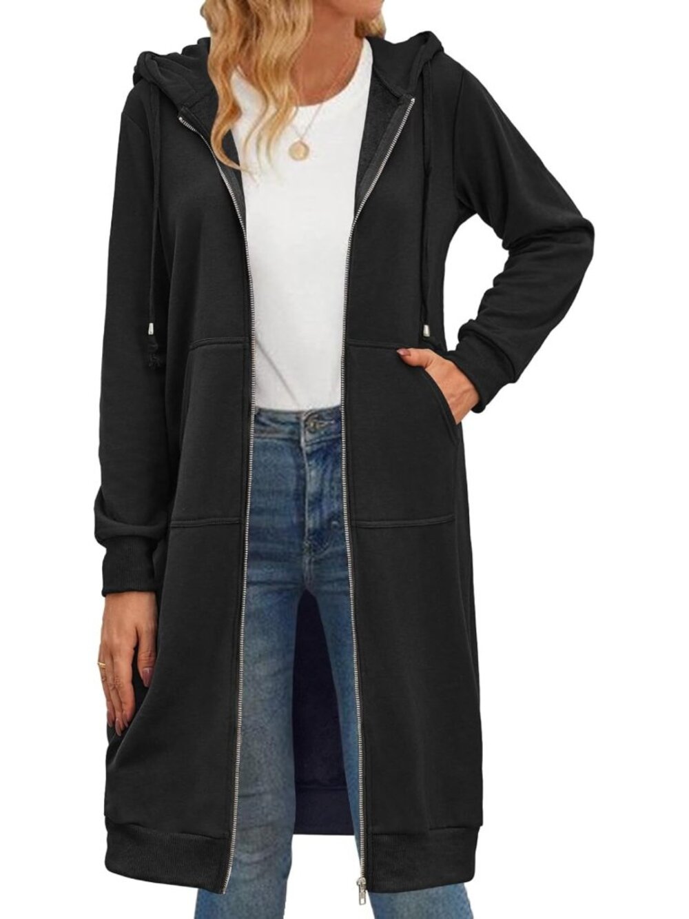Oversized Fleece Zip-Up Hoodie Jacket for Women | Casual Long Sleeve Tunic